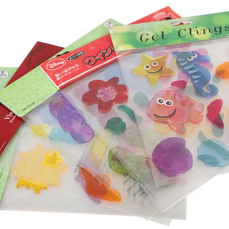 2022 hot sales Gel Cling Sticker Kids DIY Cartoon TPR No Glue Snowflake Christmas Removable Window Decal Jelly Sticker
