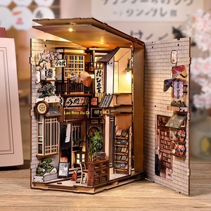 Nuevo Soporte para Libros <span class=keywords><strong>de</strong></span> Madera con Diseño <span class=keywords><strong>de</strong></span> Gato en Espera, Cabaña DIY, Casa en Miniatura Japonesa, Modelo 3D para Ensamblar Manualmente, para Niños <span class=keywords><strong>de</strong></span> 0 a 24 Meses, Unisex - Product Image 3