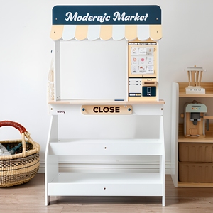 Set de Supermercado de Juguete de Madera para Niños con Estante de Frutería, Cajero con Tarjeta y Mini Tienda para Juego de Roles - Product Image 3