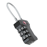 Cadenas de voyage Kamal 532 TSA argent/noir en alliage de zinc avec câble en acier 89x33x13mm pour valise et casier