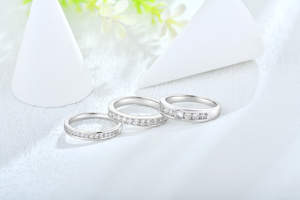 Bague de couple en argent Sterling 925 pour femme, anneau simple en zircon pour étudiante, bijoux féminins - Product Image 3