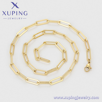 14N253706 Xuping Bijoux Chaîne Maillon Métal Cuivre Plaqué Or 14K 50cm 19 Pouces Trombone Collier Mode Homme