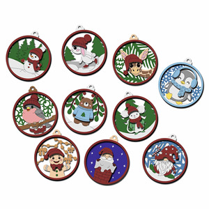 Juego de Adornos Colgantes de Madera con Diseño de Dibujos Animados de Invierno, Santa Claus, Muñeco de Nieve y Hombre de Jengibre, Cortados con Láser, Decoración para Árbol de Navidad, Habitación Infantil - Product Image 3