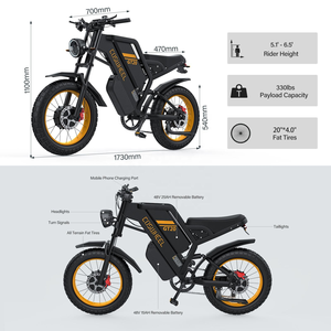 Moto électrique tout-terrain GT20pro avec pneus larges de 20 pouces 4.0, moteur électrique de 3000W et batterie 48V 40AH - Product Image 3