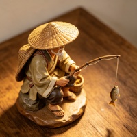 Estatua de Pescador Antiguo de Resina Personalizada BZY, Decoración Artesanal para Jardín Zen, Hogar, Oficina, Escritorio, Regalo Artístico, Venta al por Mayor B2B, OEM