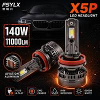 Bombilla LED H4 de 140W para Faros Delanteros, con Ventilador de Refrigeración, 11000LM, CSP, H1, H7, H11, 9005, 9006, IP67, Canbus, para Automóviles