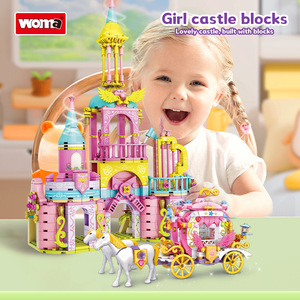 Woma Blocs de construction en plastique ABS assemblés unisexe, très vendus à l'international, Château de rêve de princesse, petites particules, jouet DIY fantaisie - Product Image 2