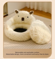 Coussin pour animaux de compagnie, lit pour chat et chien, chaud pour l'hiver, en alpaga moelleux, antidérapant avec rebord surélevé, lit apaisant pour chien et chat, nid pour chat en demi-cercle