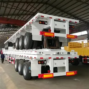 High Quality 40ft Flat Bed Semi Trailer 3-Axle Container Truck Trailer for Heavy Hauling with good service
