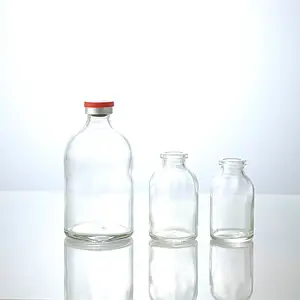 Flacone di vetro tubolare a collo alto a crimpare farmaceutico flacone modellato da 50ml 100ml per fiale di vetro madical
