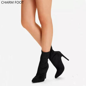 2020 <span class=keywords><strong>bottes</strong></span> à talons aiguilles en daim noir pour femmes de couleur pure - Product Image 3