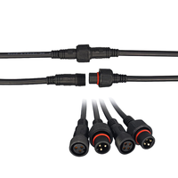 Kabel Harness Tahan Air Inti Tembaga M16 Kustom 4P 5P, Kabel Konektor Tahan Air 5 Pin Jantan Betina 12V untuk Penerangan Luar Ruangan