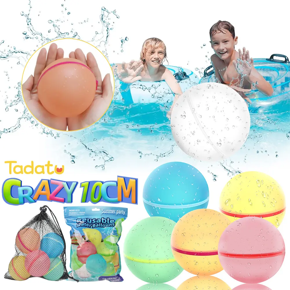 Tadatu 10CM Grande Piscine Balle De Combat De L'eau Jouet Réutilisable Silicone Magnétique Auto-Scellant Rechargeable Bombe À Eau Ballons