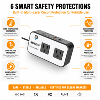 Chargeur de voiture, convertisseur de puissance de voiture, 200W DC, convertisseur de courant, inverseur de courant 12V 110V