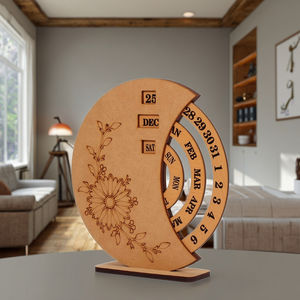 सतत कैलेंडर के साथ लकड़ी के घर और कार्यालय सजावट लकड़ी डेस्क कैलेंडर घड़ी - Product Image 6
