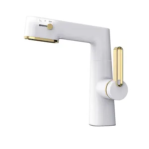 2023 Fashion design tap pull out solid brass nickel basin faucet modern basin chrome faucet mixer for hotel apartment