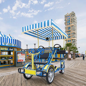 Bicicleta familiar de cuadriciclo de acero al carbono grueso para 4 personas, bicicleta de Pedal de 4 asientos, tela de protección solar y luces decorativas como regalo - Product Image 5