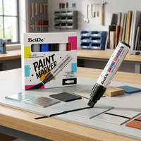 Marqueur à peinture à base d'huile BeiDe PA-460, lot de 6 couleurs, pointe fine, moyenne et large pour verre, métal, bois, tissu