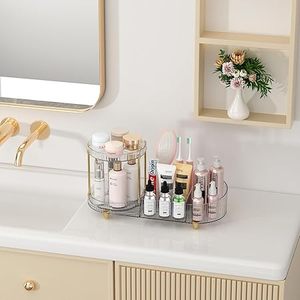 <b>Makeup</b> Organizer Countertop for <b>Vanity</b>, Rotating Perfume Tray with 5-compartment Cosmetic and Skincare Organizers - Product Image 6