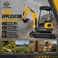 Mini-excavatrice FULCORE en stock, prête à être expédiée, puissante, avec flèche hydraulique et commande par joystick, pour travaux d'aménagement paysager et exploitation de vergers