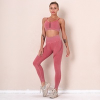 Nouveau lavage à l'acide personnalisé sans couture maille creuse évidée extensible bout à bout entraînement Gym Fitness Yoga ensemble