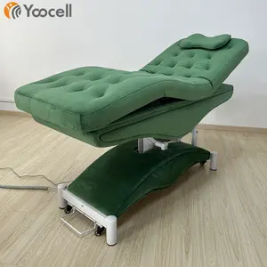 Yoocell green flannel 3 motors table de massage electric facial bed beauty massage table lash bed for spa salon