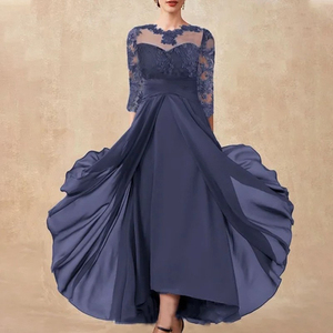 Vestido de Noche Popular 2026 para Europa y América - Vestido Largo de Seda con Encaje y Abertura para Damas de Honor - Product Image 4