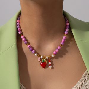 Collar de Cuentas de Acero Inoxidable con Forma de Animal, Piedra Natural, Botas de Amor, Corazón de Búho, Flor, Lazo, para Mujer, Moda, Fiesta - Product Image 2