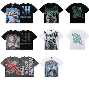 T-shirt da uomo Hot Sale Y2K alla moda streetwear 100% cotone 250GSM di alta qualità con stampa graffiti MIXED EMOTION - Product Image 3