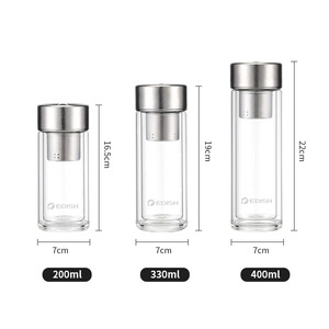 Tasse à thé en verre Edish avec infuseur magnétique, en borosilicate haute résistance, bouteille d'eau de voyage individuelle - Product Image 4