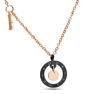 Collier pendentif rond en alliage de zinc plaqué or rose, chaîne de clavicule, bijou à porter au quotidien, cadeau - Product Image 1