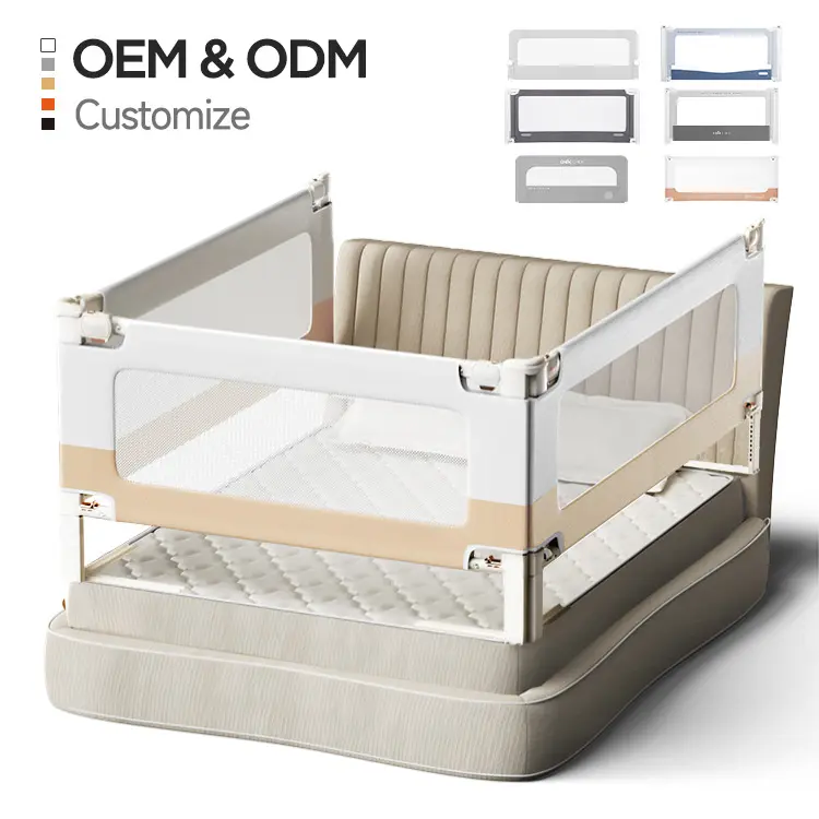 Barrière de protection de lit pliée réglable personnalisable OEM pour les tout-petits Rails de protection latéraux pour bébé