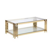Table d'appoint en verre trempé à double étage de luxe artistique de haute qualité Meubles de salon