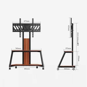 2024 yeni varış TV sepeti yük kapasitesi 100 kg uygun 40-90 "TV tepsiler ile hareketli sanat TV arabası