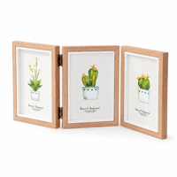 Cadre photo pliable en bois massif 5x7 pouces, 3 panneaux, support de table, passe-partout blanc pour photos, décoration intérieure
