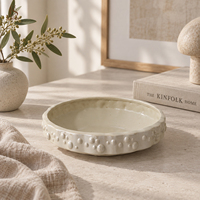 Plateau à fruits en céramique Jossin, blanc nacré, avec texture décorative, pour événements hôteliers, fêtes, mariages, décoration de la maison