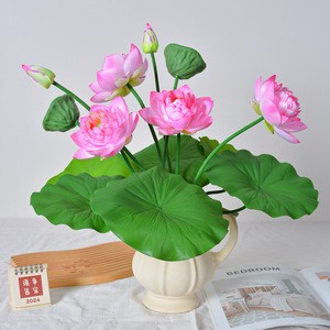Flores de Loto Artificiales Laixing, Ramo de Seda de 7 Ramas, Realistas, para Decoración de Estanques y Peceras, Accesorios de Fotografía - Product Image 1