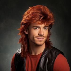 <span class=keywords><strong>Parrucche</strong></span> Mullet da Uomo alla Moda Europea e Americana, Nere Voluminose, Stile Retrò, in Fibra Sintetica Resistente alle Alte Temperature - Product Image 4
