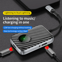 8pin Earphone Audio Aux Splitter Headphone adaptor Jack 2 in 1 untuk Iphone kabel Usb bercahaya standar