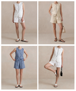 2 Piece Set Sleeveless Vest High Waist Micro A-line Shorts Loose <strong>Old</strong> Money Vintage Casual Office <strong>Lady</strong> Plain Dyed Daily <strong>Outfit</strong> - Product Image 4