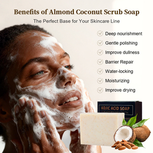 Jabón en Barra de Coco y Almendra de Marca Propia, 100 g - Exfoliante Suave Diario, Aclarante, Control de Grasa, Limpiador de Piel Hecho a Mano <span class=keywords><strong>para</strong></span> Todo Tipo de Piel - Product Image 6