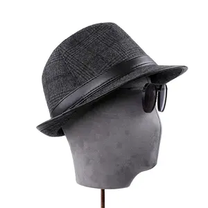 Cappello da derby formale da uomo in feltro di lana alla moda con cappello a bombetta con fascia arrotolata cappelli fedora