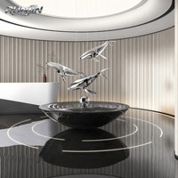 RUNJIN RJ-262 Sculpture murale en métal forgé à la main, tailles personnalisables, finition miroir, moderne, en acier inoxydable, suspendue pour intérieur