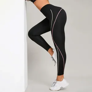 Leggings de yoga pour femmes à taille haute personnalisés, effet push-up, séchage rapide, en nylon et élasthanne, patchwork, pour la gym, la course et le fitness - Product Image 2