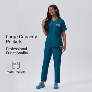 Ensemble de tenues médicales unisexe en tissu dobby extensible, comprenant un pantalon droit épais, une veste et un pantalon à manches courtes, pour médecins et infirmières - Product Image 5