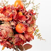 סיטונאי מזויף אפרסמון מלאכותי ורדים פרח כדור חתונה סידורי עם כיכר שרף עציץ