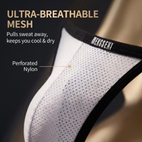 Vente en gros MENSSEXI Sexy Ultra Respirant Anti-humidité String Homme Taille Basse Sous-vêtements Gay Nylon T-back G-strings Poche 3D