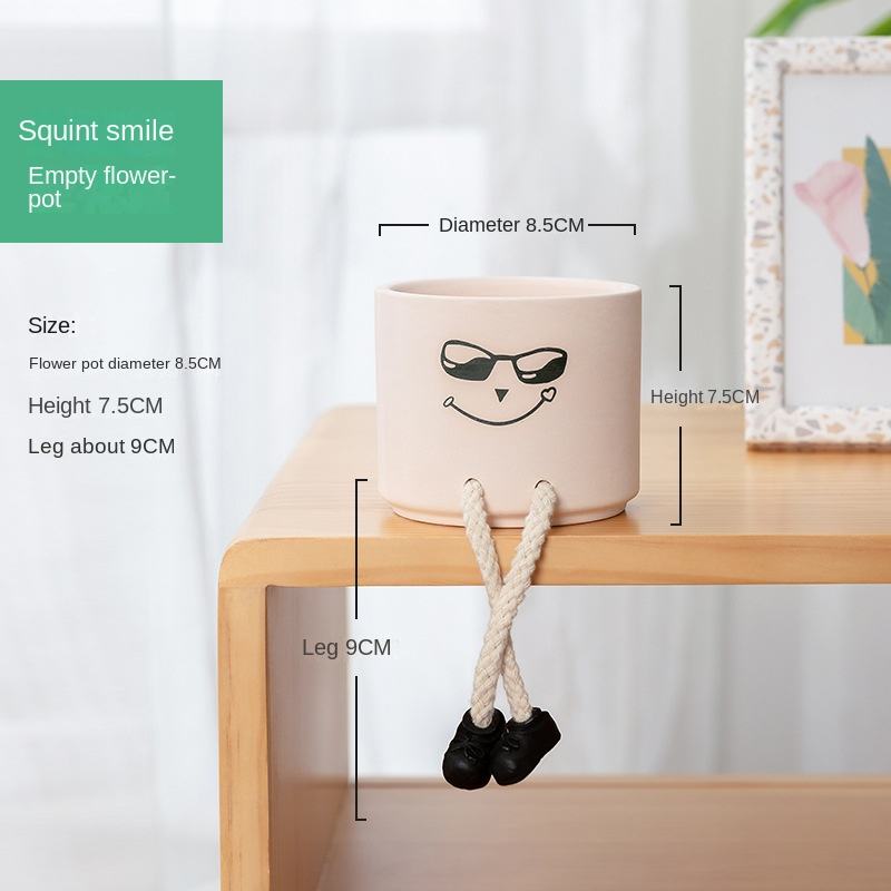 Smirk Expression Hanging Feet Empty Flower Pot