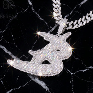 High Quality Exquisite VVS Custom Moissanite Letter Pendant Factory Outlet 925 <b>Silver</b> Hip Hop Style Pendants Fine Jewelry - Product Image 1