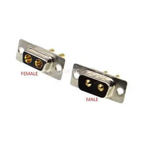 2W2 30A 2 PIN konektor D-SUB Pria Wanita, berlapis emas arus tinggi adaptor tipe solder colokan 2pin soket las daya tinggi